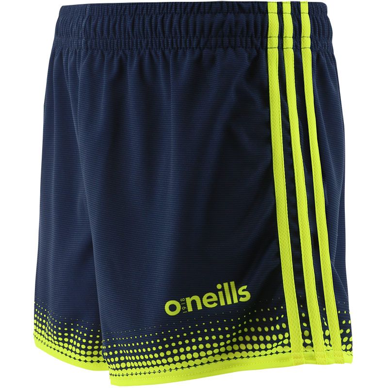 Men's navy and lime three stride nelson shorts from O'Neills.