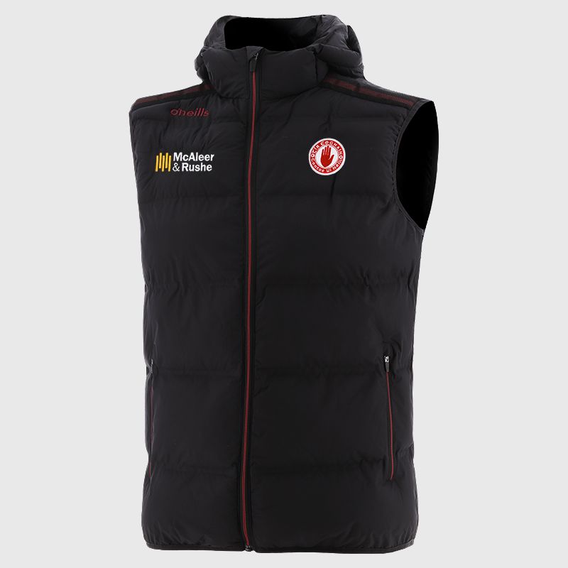 Black Tyrone GAA Men's Nepal Hooded Padded Gilet from O’Neills