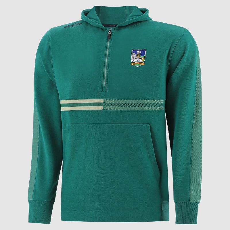 Green Limerick GAA Kids' Nepal Fleece Half Zip Hoodie from O’Neills. 