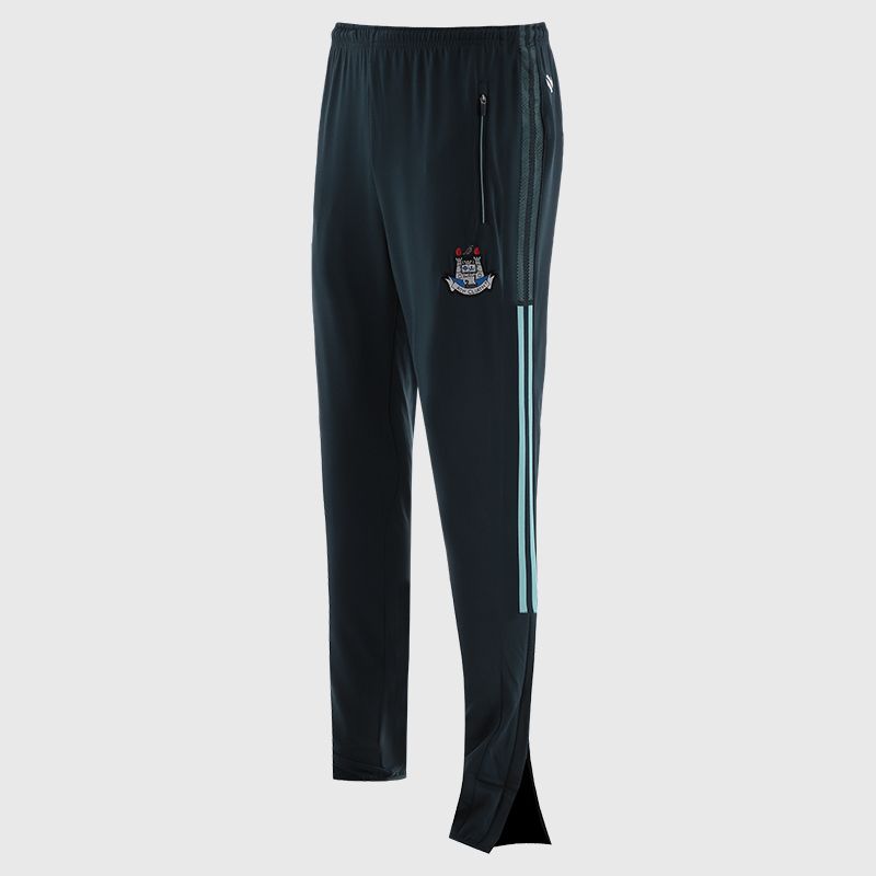 Dublin GAA Kids' Nepal Brushed Skinny Tracksuit Bottoms from O’Neills with elasticated waistband, 2 zipped pockets and outer leg zips.