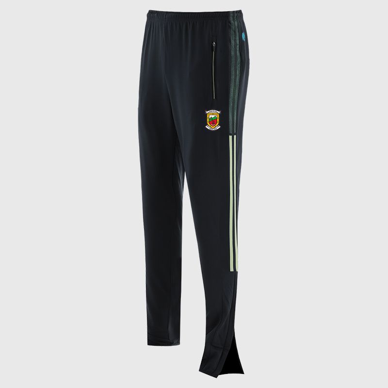 Mayo GAA Kids' Nepal Brushed Skinny Tracksuit Bottoms from O’Neills with elasticated waistband, 2 zipped pockets and outer leg zips.