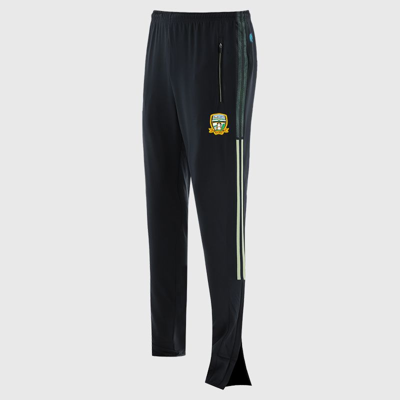 Meath GAA Kids' Nepal Brushed Skinny Tracksuit Bottoms from O’Neills with elasticated waistband, 2 zipped pockets and outer leg zips.