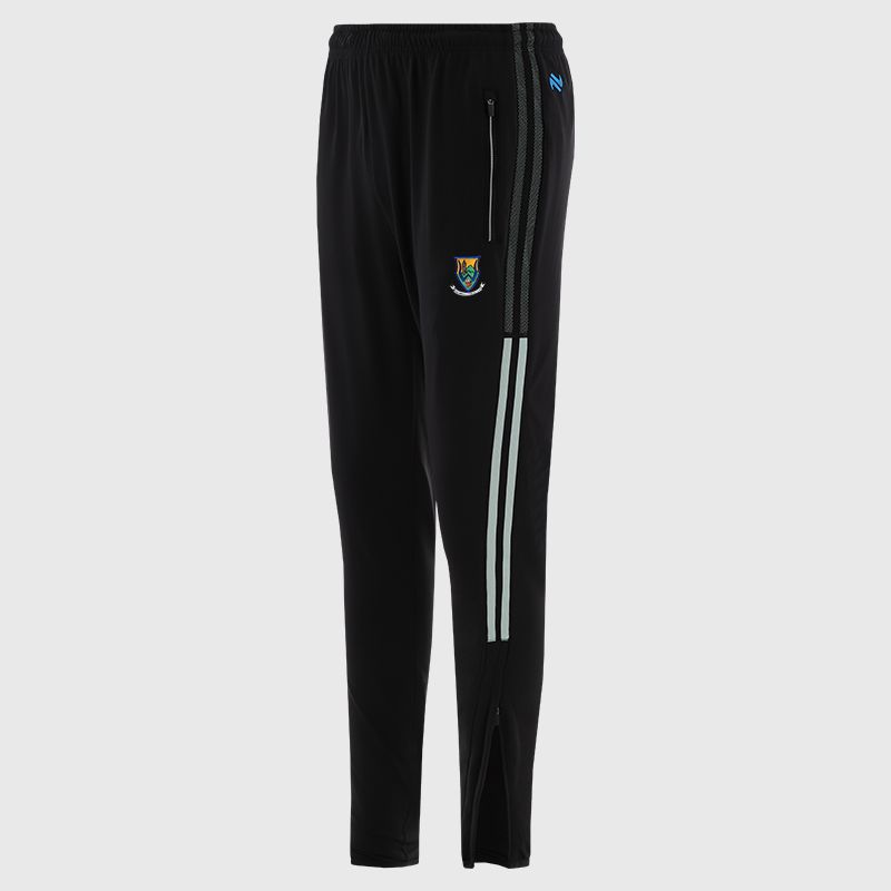 Wicklow GAA Kids' Nepal Brushed Skinny Tracksuit Bottoms from O’Neills with elasticated waistband, 2 zipped pockets and outer leg zips.
