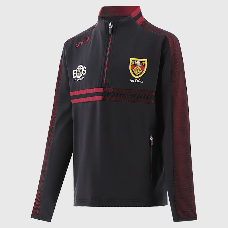 O’Neills Down GAA Kids' Nepal Brushed Half Zip Black.
