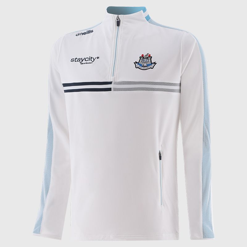 White Dublin GAA Kids' Nepal Brushed Half Zip Top from O'Neills
