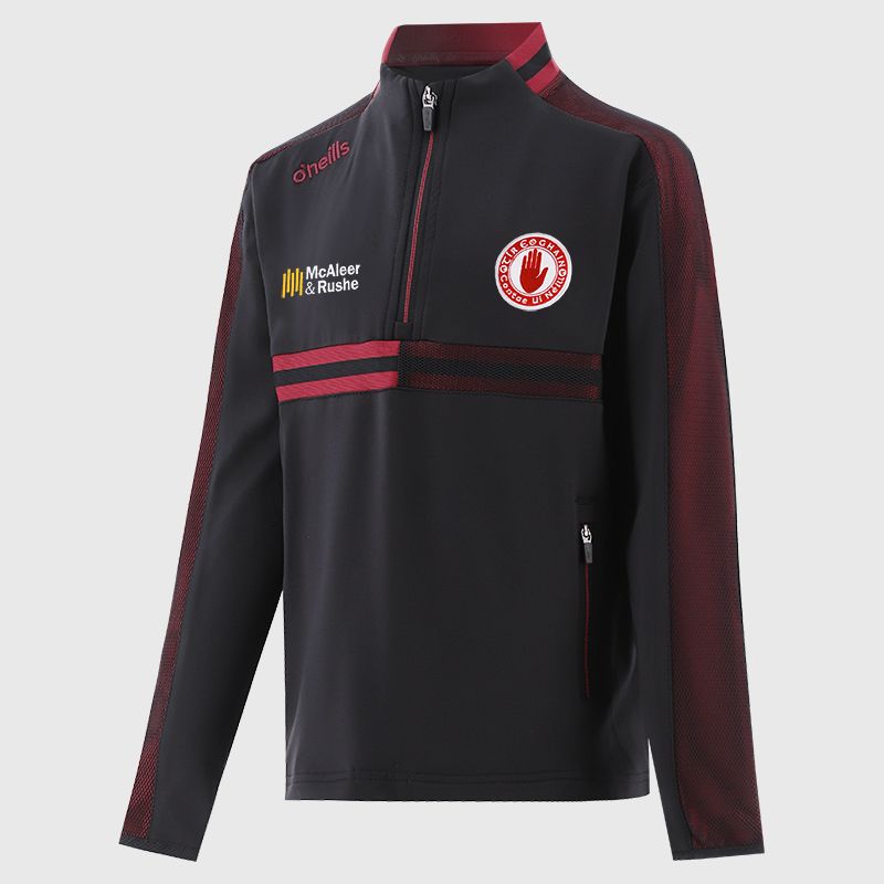 O’Neills Tyrone GAA Kids' Nepal Brushed Half Zip Black.