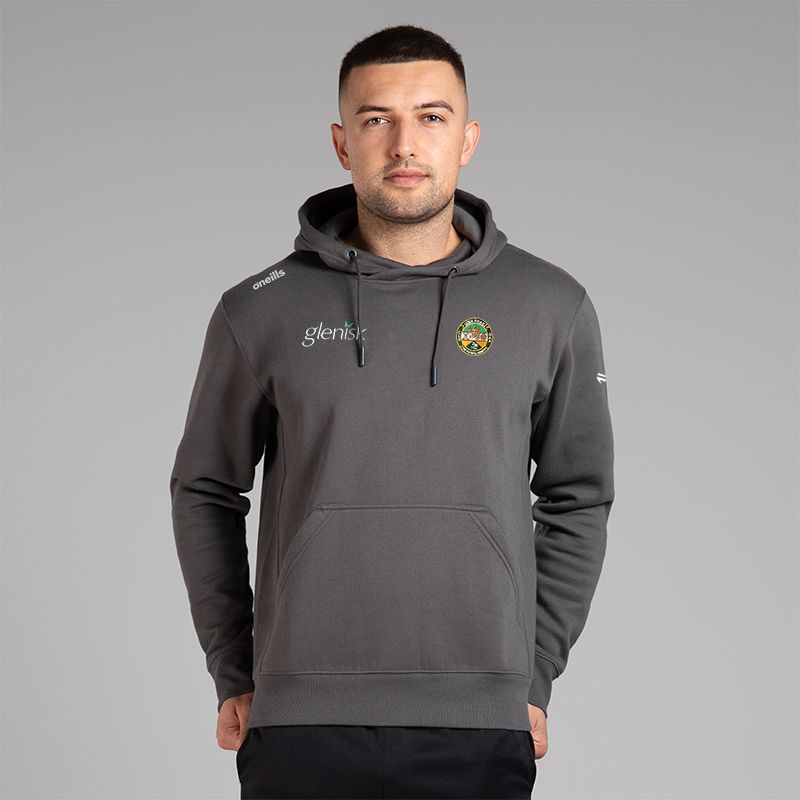O’Neills Dark Grey Offaly GAA Men’s Evolve Fleece Pullover Hoodie with kangaroo front pouch pocket by O’Neills.