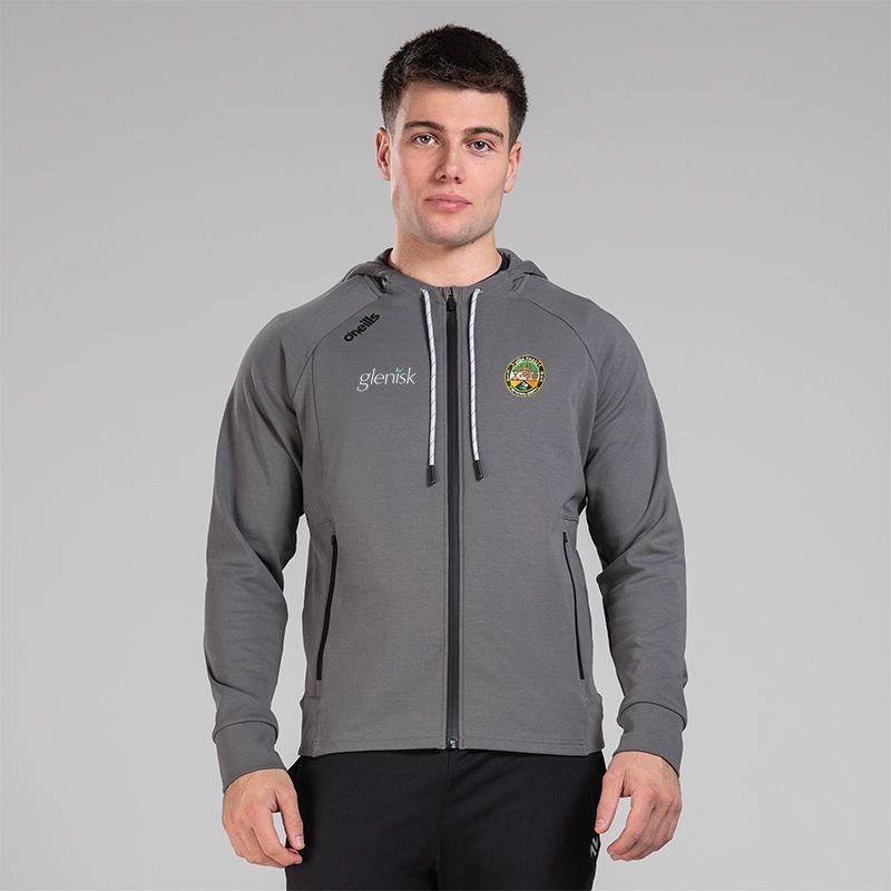 Dark Grey Men’s Offaly GAA Quantum Fleece Full Zip Hoodie with zip pockets and Offaly GAA crest by O’Neills.
