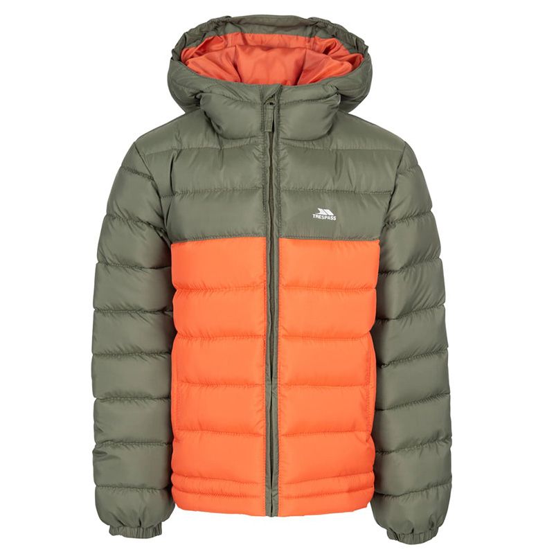 Kids' Green Trespass Oskar Padded Jacket, with 2 pockets from O'Neills.