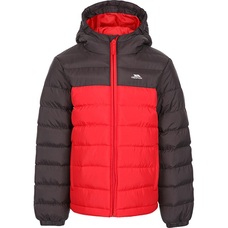 Red and Black Trespass Kids' Oskar Padded Jacket from O'Neills.