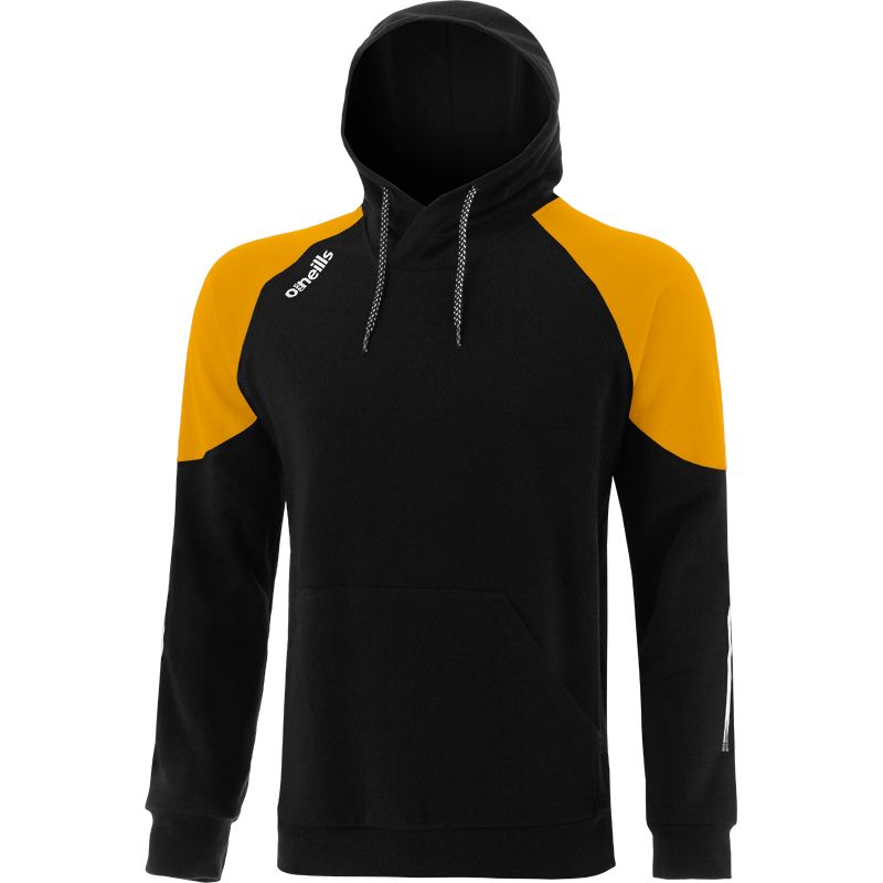 Black adults pullover fleece hoodie with front kangaroo pocket by O’Neills.