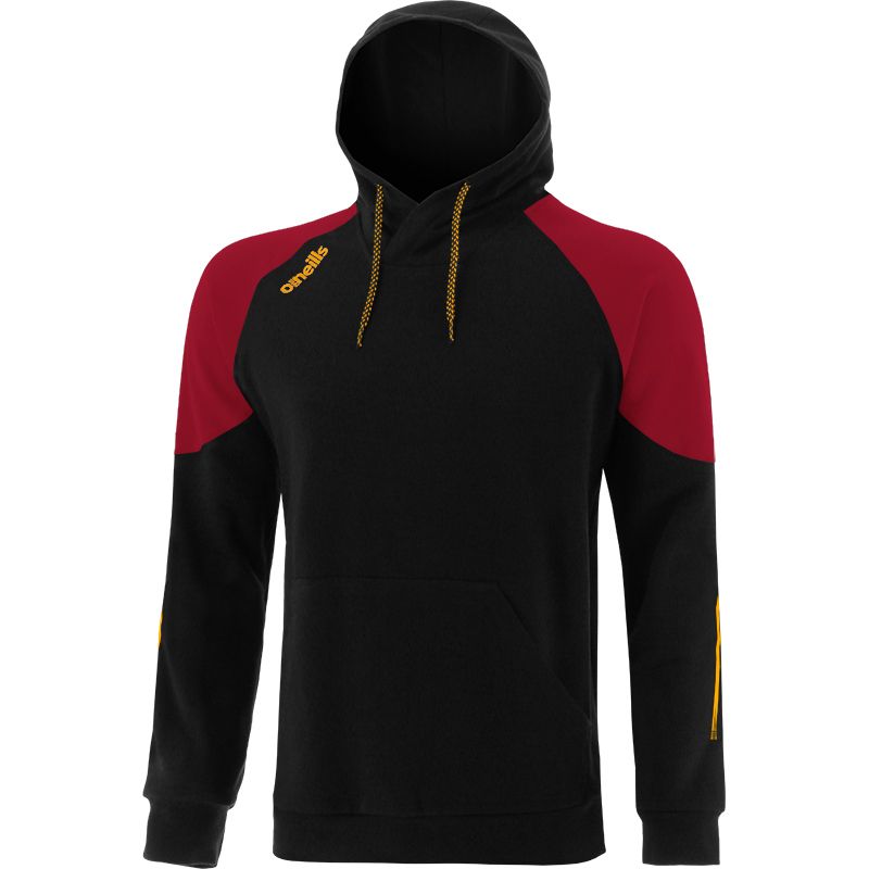 Black Men's pullover fleece hoodie with front kangaroo pocket by O’Neills.