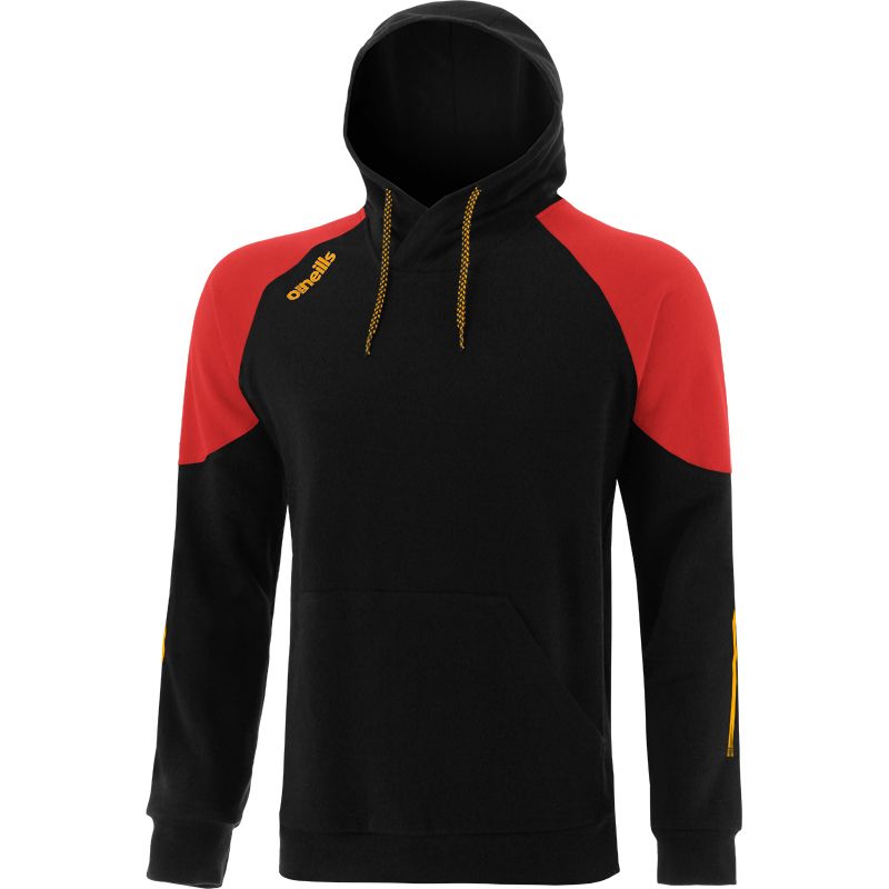 Black Men's pullover fleece hoodie with front kangaroo pocket by O’Neills.