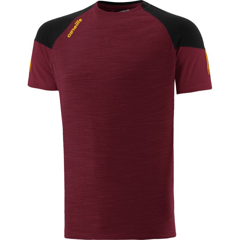 Maroon Kid's t-shirt with crew neck and stripes on sleeves by O’Neills