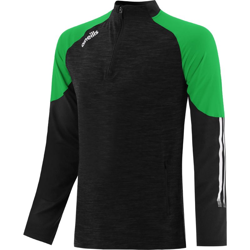 Black Men's brushed half zip top with zip pockets and stripes on sleeves by O’Neills.
