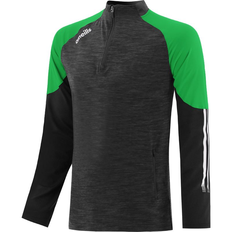 Black Kid's brushed half zip top with zip pockets and stripes on sleeves by O’Neills.