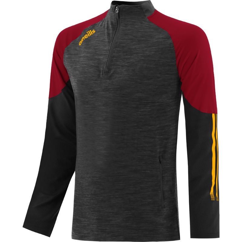 Black Men's brushed half zip top with zip pockets and stripes on sleeves by O’Neills.