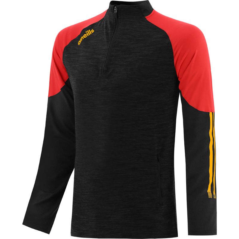 Black Men's brushed half zip top with zip pockets and stripes on sleeves by O’Neills.