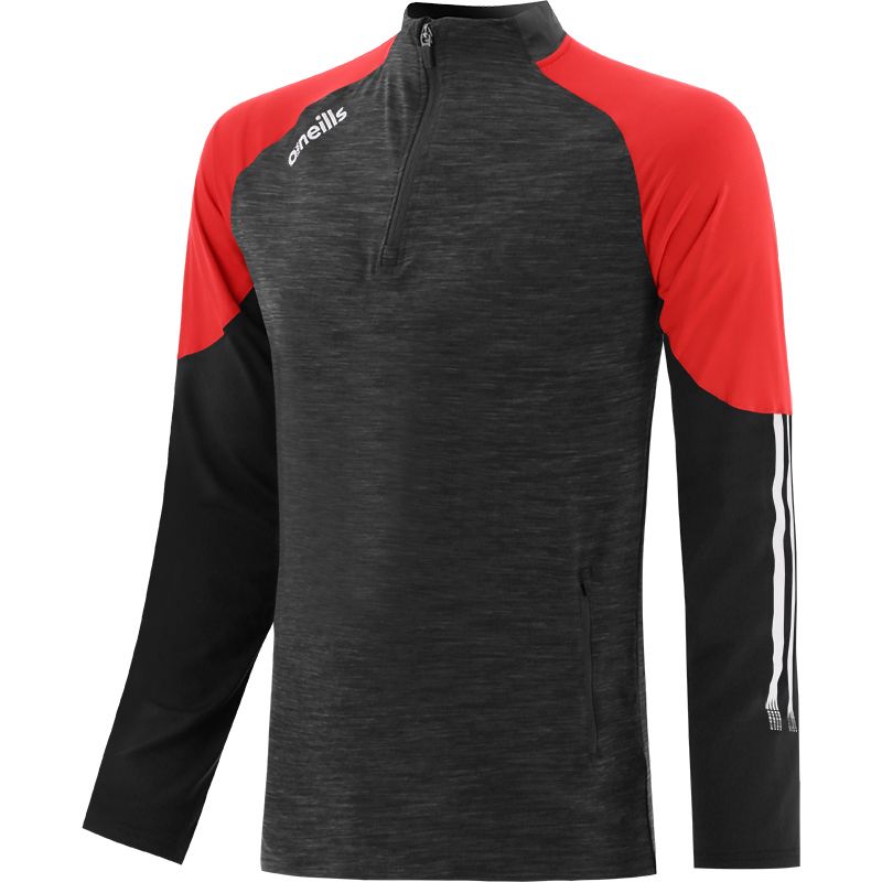 Black Kids brushed half zip top with zip pockets and White stripes on sleeves by O’Neills.