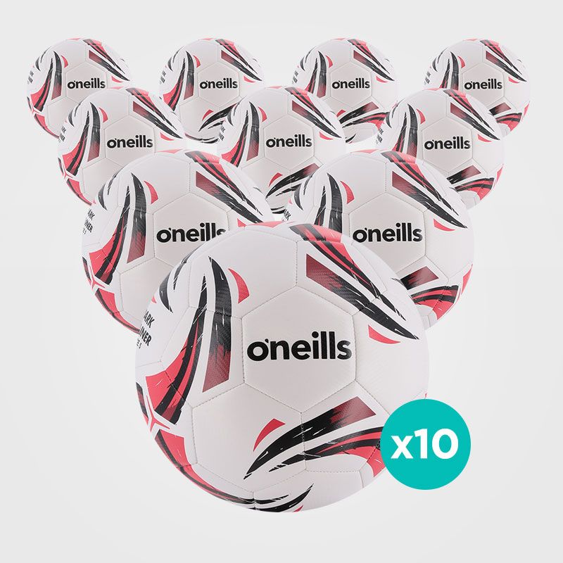 10 Pack white, red and black durable, high quality training balls from O'Neills