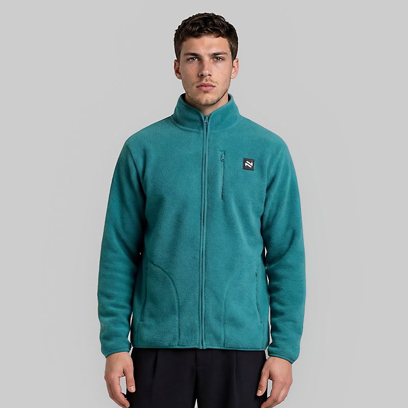 Green O’Neills Men’s Pinnacle Full Zip Sherpa Fleece Jacket with funnel neck and chest pocket