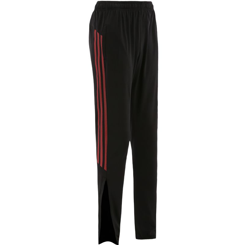 Black colour men’s skinny tracksuit bottoms with zip pockets and Red stripes on the side by O’Neills
