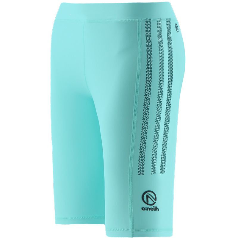 Pluto Green girls’ gym cycling shorts with stripe detail on the sides by O’Neills.