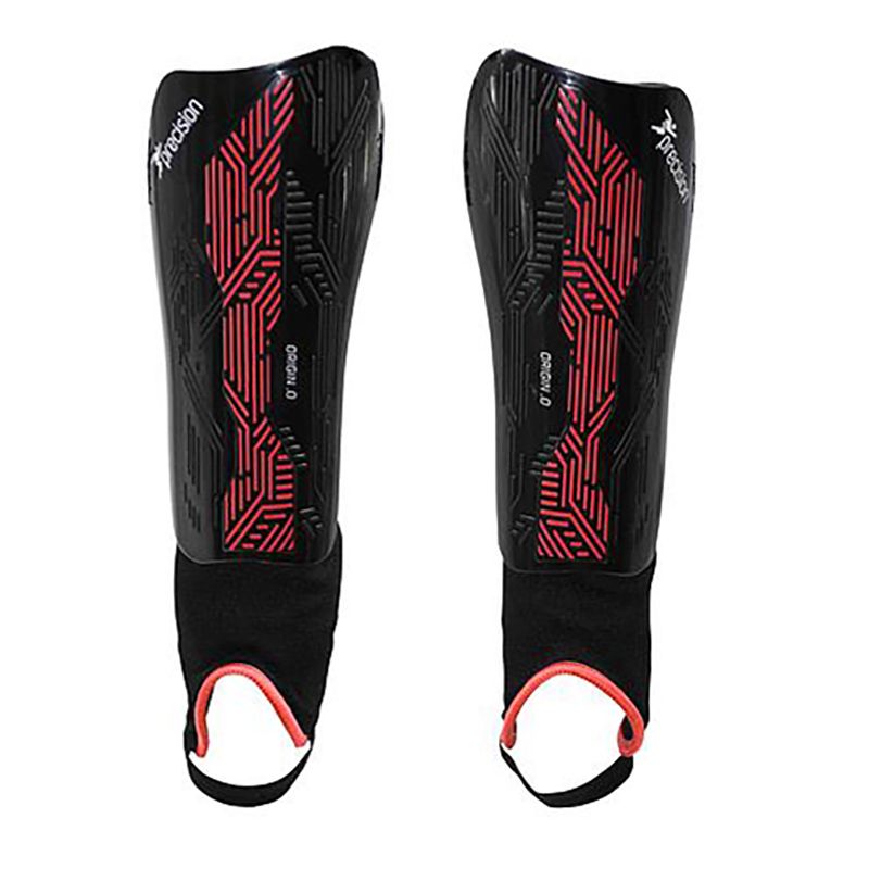Black and Red Precision Origin.0 Shin & Ankle Guards with lightweight high impact PP outer shell from O'Neills.