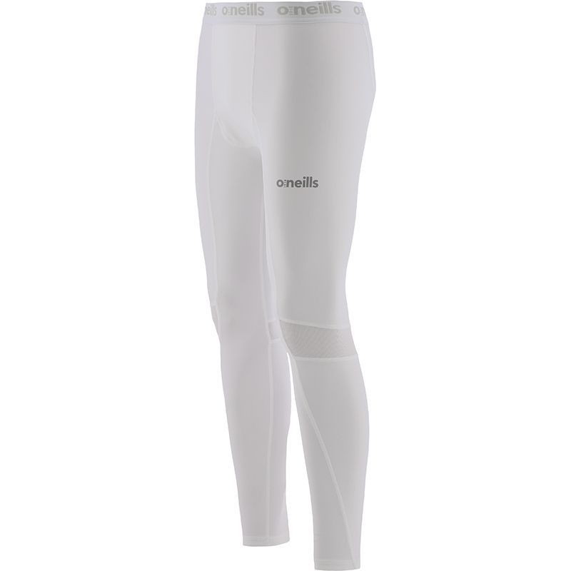 White men’s base layer compression leggings with O’Neills branded elasticated waistband by O’Neills.