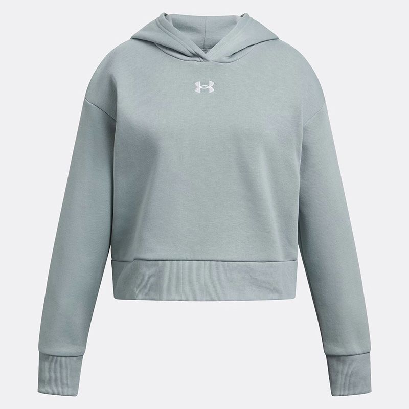 Silica Green Grey Under Armour Kids' UA Rival Fleece Crop Hoodie from O'Neills