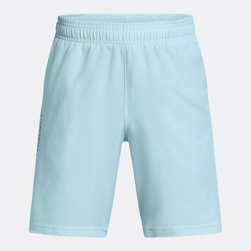 Light blue Under Armour Kids' UA Tech™ Woven Wordmark Shorts from O'Neills