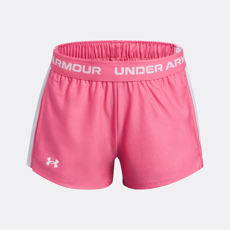 Pink and White Under Armour Kids' UA Tech™ Play Up Shorts from O'Neills
