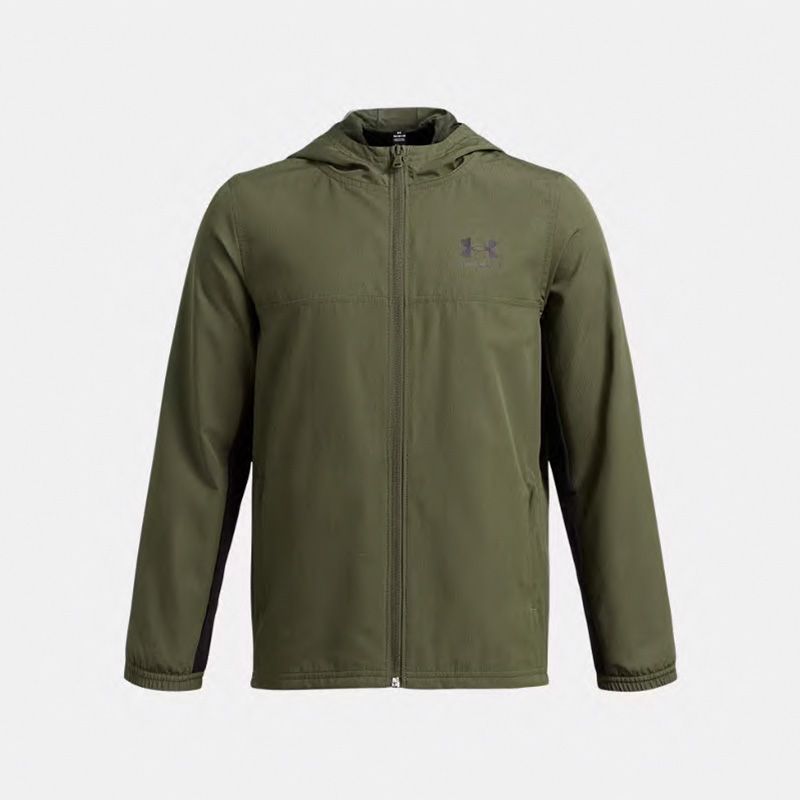 Green Under Armour Kids' UA Rival Woven Jacket Downpour from O'Neills.