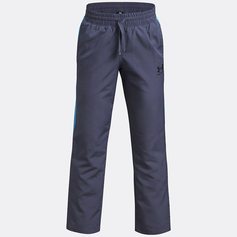 Grey and Blue Under Armour Kids' UA Rival Woven Pants from O'Neills