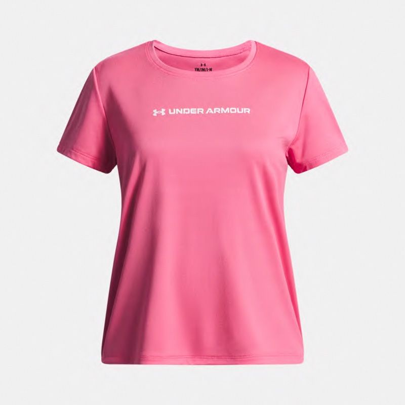 Pink Under Armour Kids' UA Wordmark Graphic T-Shirt From O'Neills.