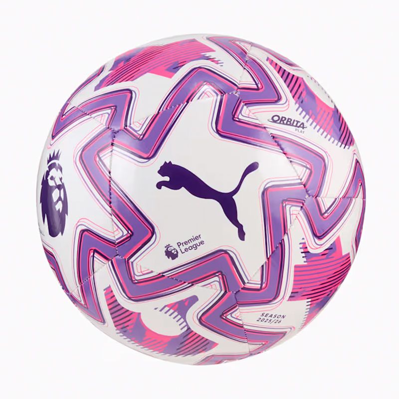 White purple and pink PUMA Orbita Play Premier League Brilliance Football from O'Neills