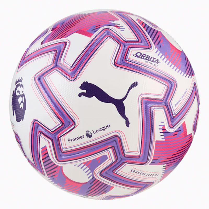 White purple and pink PUMA Orbita Ultimate Premier League Brilliance Football from O'Neills