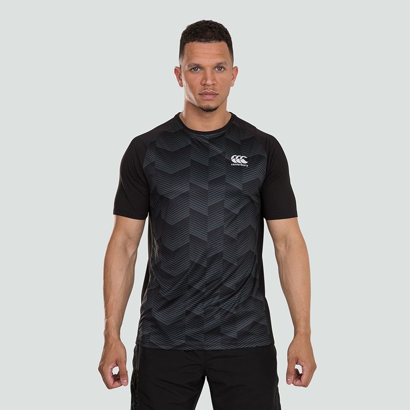 Men's black Canterbury gym t-shirt with graphic print on the front from O'Neills.