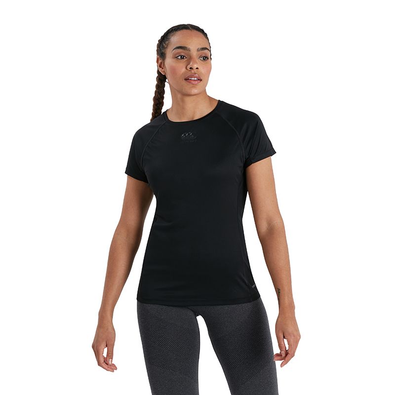 Black Canterbury women's gym t-shirt with short sleeves and CCC logo from O'Neills.