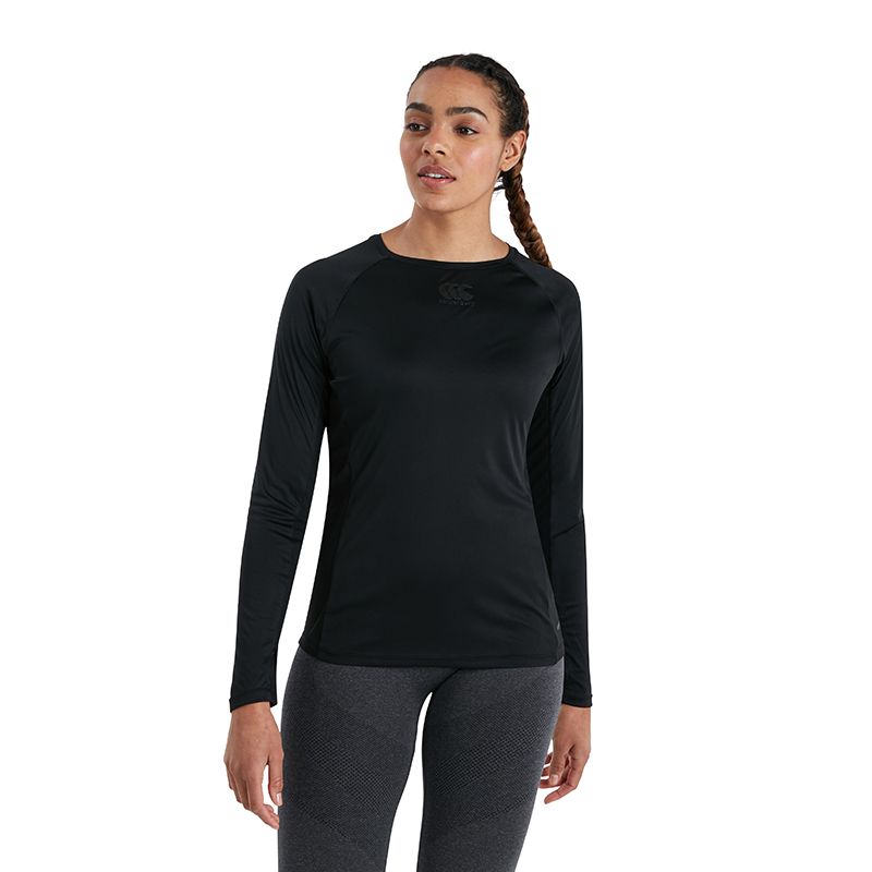 Black Canterbury women's long sleeve top with CCC logo from O'Neills.