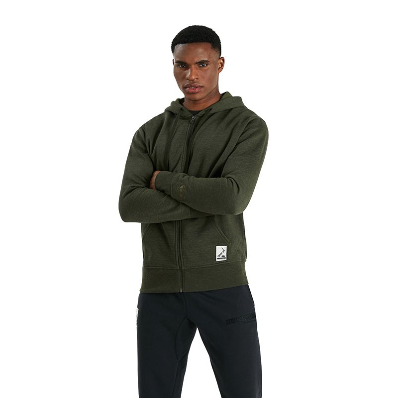 Green men's Canterbury full zip hoodie with pockets and drawstring hood from O'Neills.