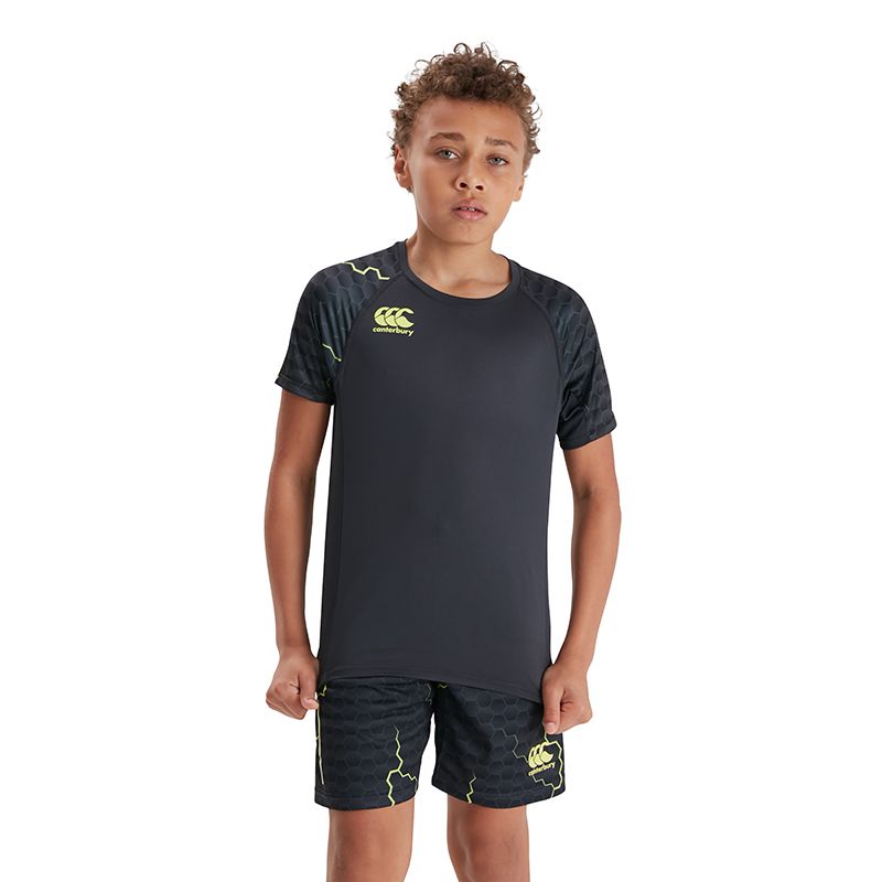 black Canterbury kids' t-shirt features breathable mesh side panels from O'Neills