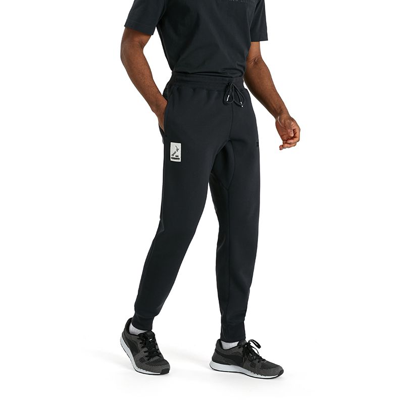 black Canterbury men's skinny fleece joggers with cuffed bottoms from O'Neills.
