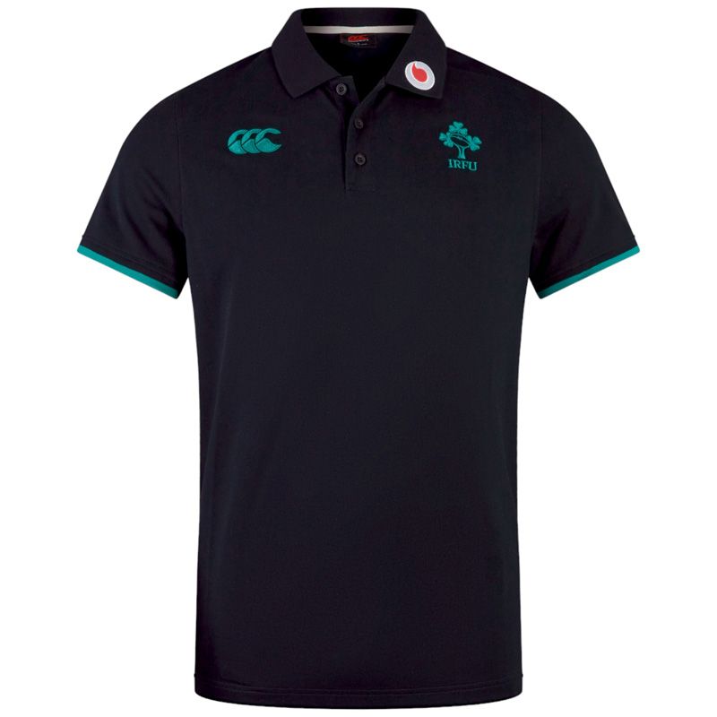 Black Men's Canterbury Ireland Rugby IRFU 2024/25 Team Polo Shirt from O'Neills