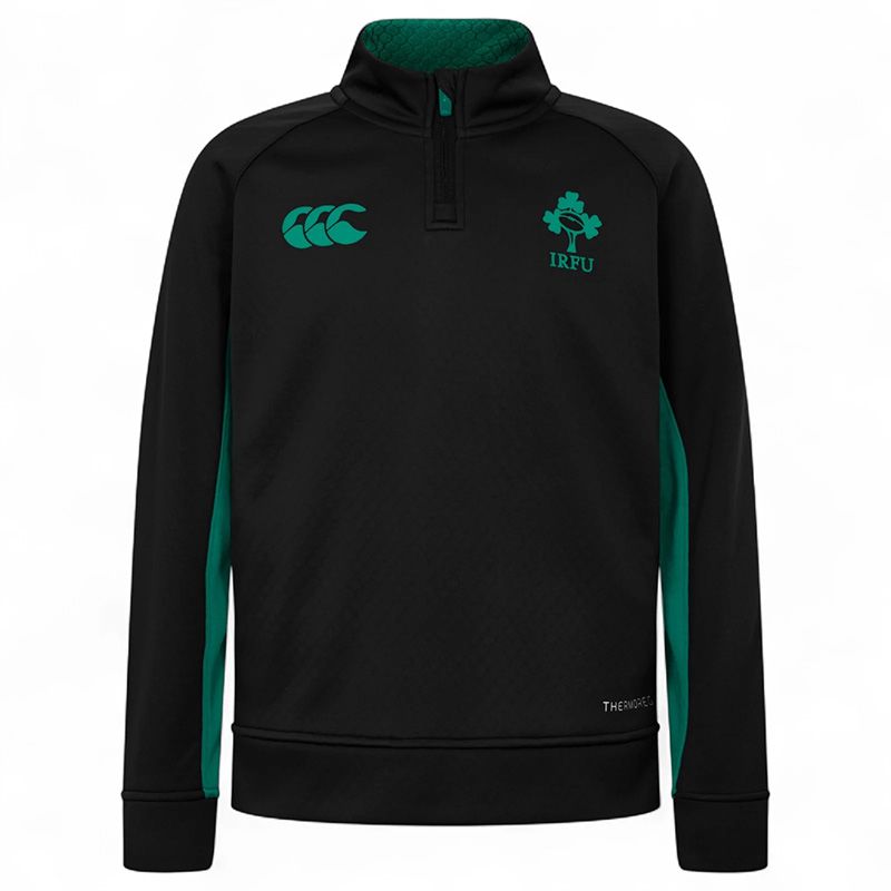 black Canterbury Kids' Ireland Rugby IRFU 2025/26 1/4 Zip Training Top from O'Neills