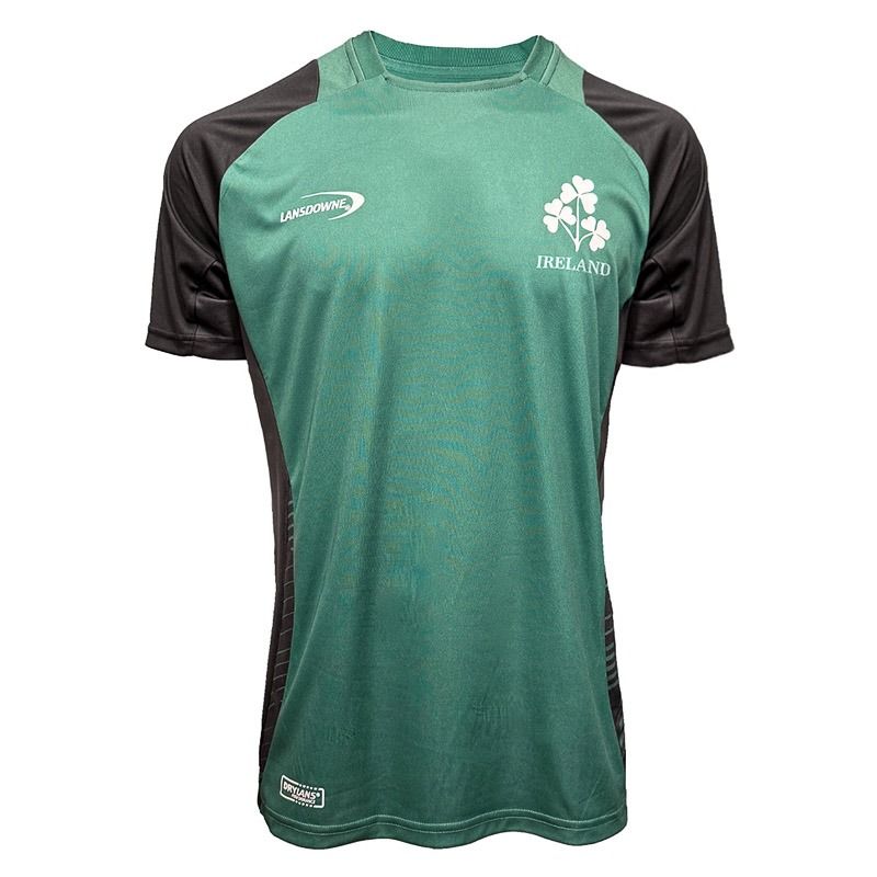 Men's Green Lansdowne Ireland Rugby Shamrock Performance T-Shirt from O'Neills.
