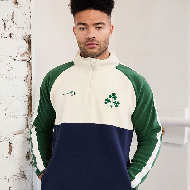 Cream, navy and green Lansdowne Ireland Men's Shamrock Fleece from O'Neills