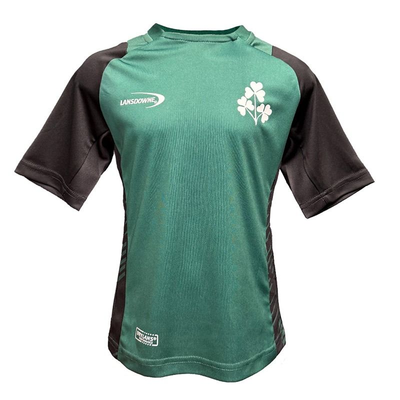 Kids' Green Lansdowne Ireland Rugby Shamrock Performance T-Shirt from O'Neills.