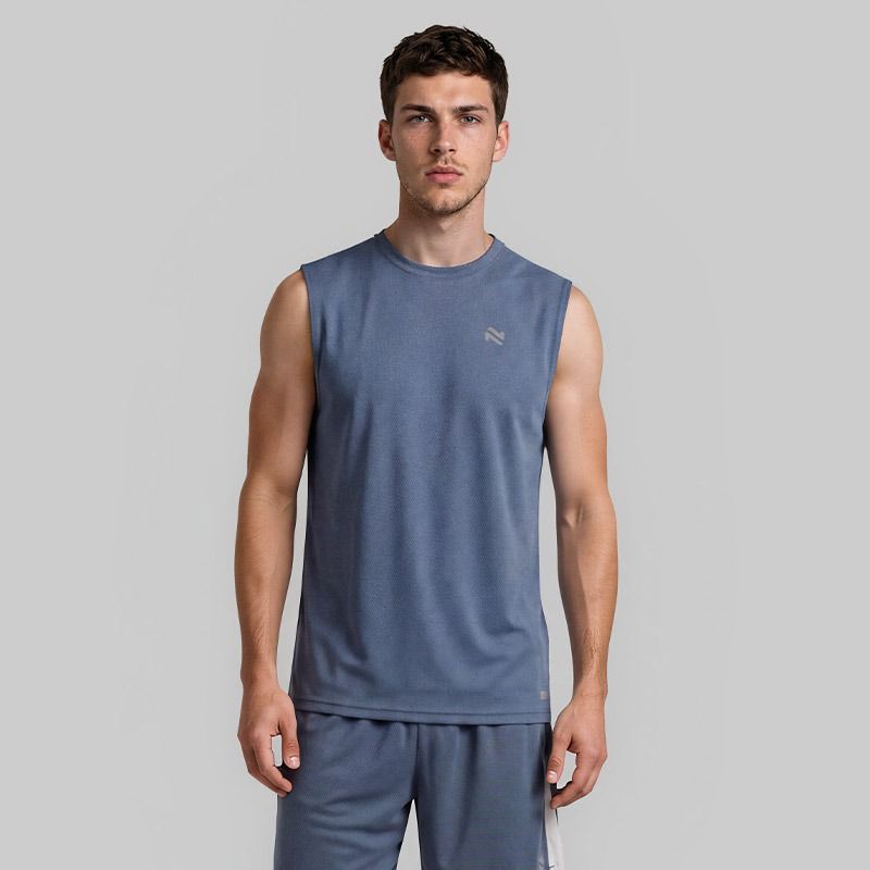 Blue O’Neills Men’s Raptor Vest with short sleeves and contrast pinhole texture panels