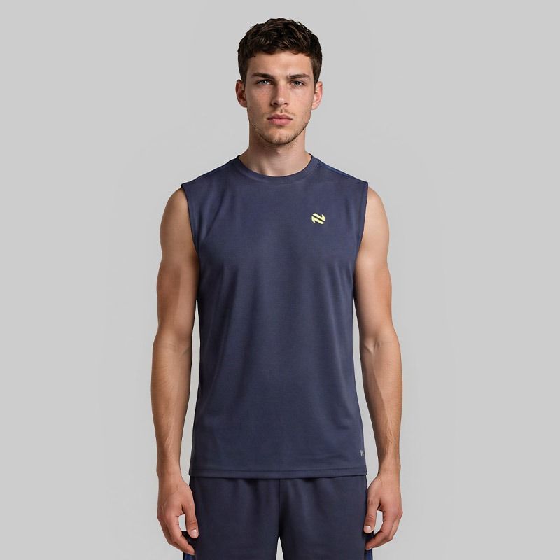 Navy O’Neills Men's Raptor Vest with short sleeves and contrast pinhole texture panels